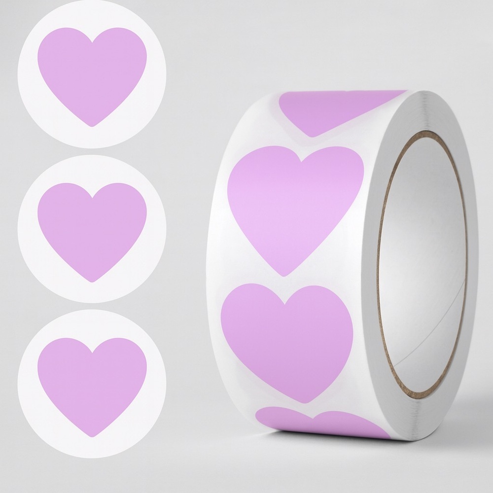 purple Heart Stickers Self-Adhesive Cute Style Love Pattern  1"
